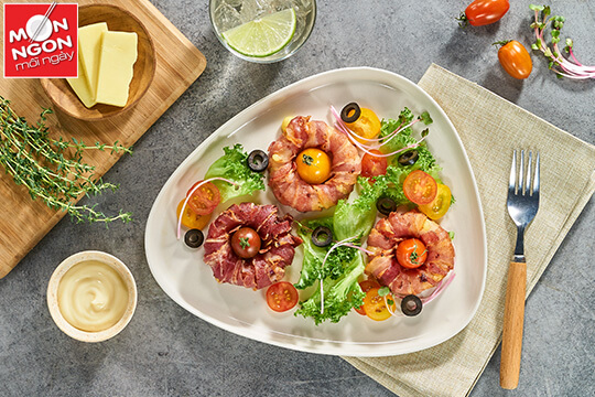 Bacon cuộn hành tây phô mai